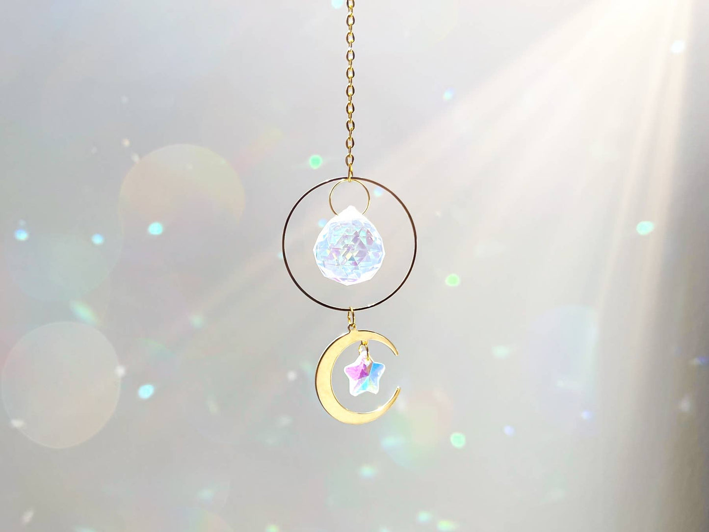Load image into Gallery viewer, Moon Crystal Suncatcher Rainbow Prism

