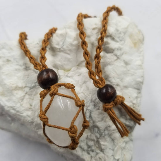 Natural Stone Interchangable Weave Cage Necklaces in White