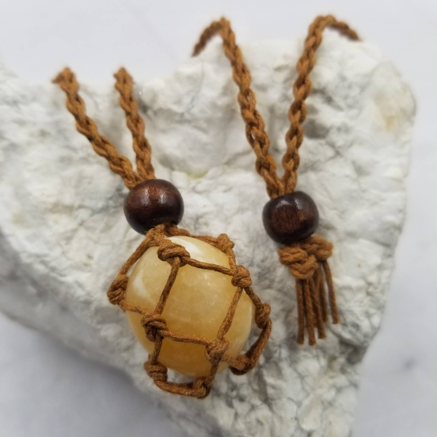 Load image into Gallery viewer, Natural Stone Interchangable Weave Cage Necklaces in Yellow
