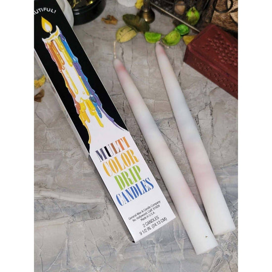 Multi-Color Drip Taper Candles Pack of Two