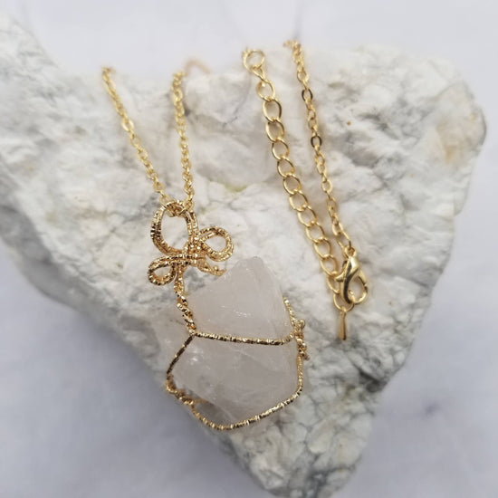 White Wire Wrapped Necklace