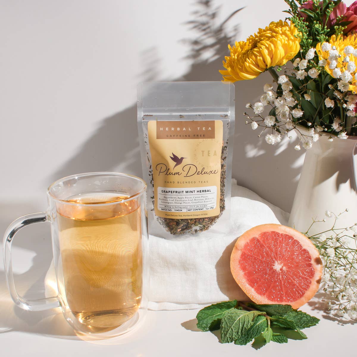 Grapefruit Mint Herbal Tea: 1 oz